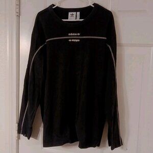 ADIDAS Long Sleeve shirt XL Black Men's Round Neck Originals 100% Cotton